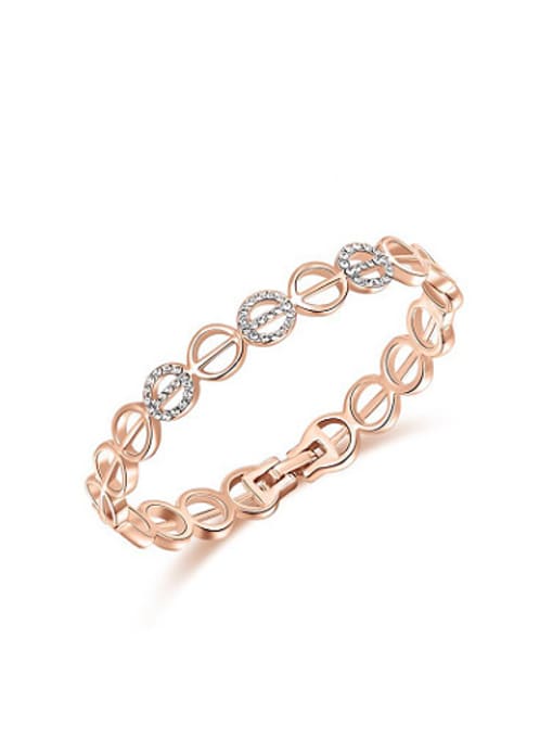 Rose Gold Trendy Hollow Round Shaped Austria Crystal Bracelet