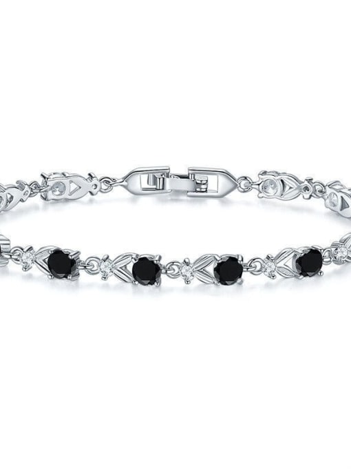 black Copper With White Gold Plated Delicate Cubic Zirconia Bracelets