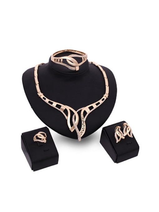 BESTIE 2018 2018 2018 2018 2018 2018 2018 Alloy Imitation-gold Plated Fashion Rhinestones Four Pieces Jewelry Set 0