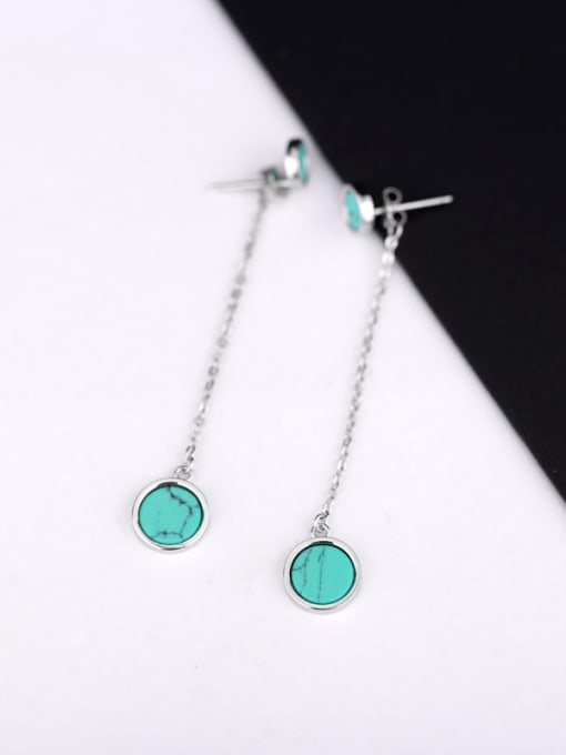 green Fashion Round Turquoise Drop Earrings