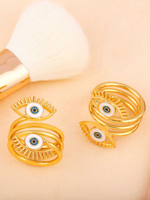 CC Copper With  Enamel Trendy Evil Eye Free size Rings 1