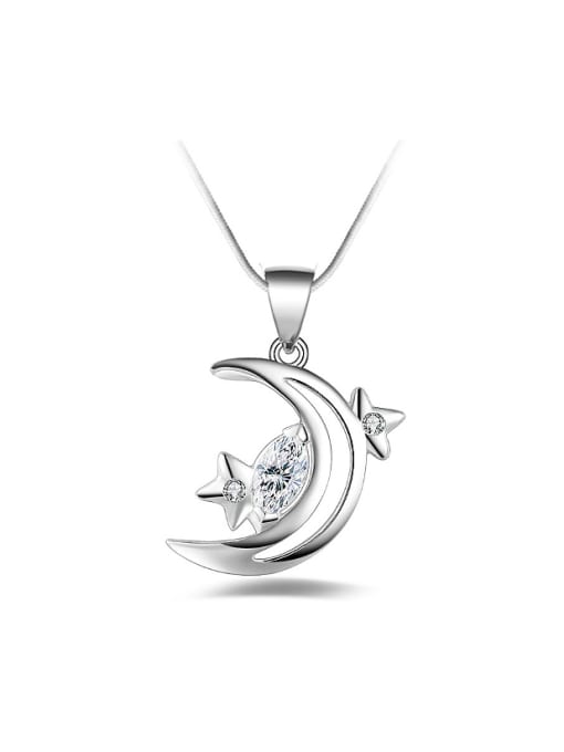 Ya Heng Fashion Marquise Zircon Moon Star Pendant Copper Necklace 0