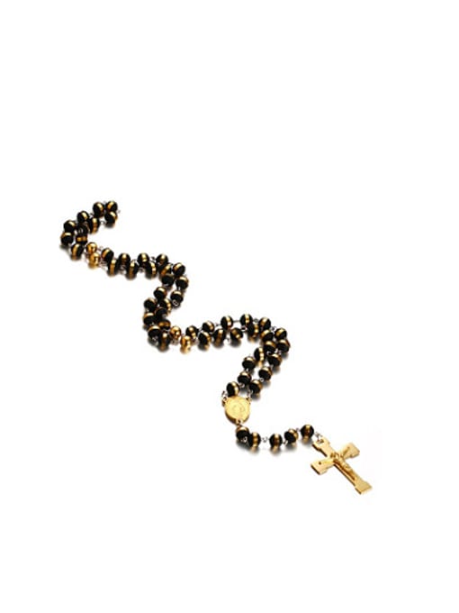 CONG Religion Style Gold Plated Silicone Cross Shaped Sweater Chain 0