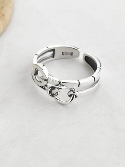 SHUI Vintage Sterling Silver With Antique Silver Plated Vintage Irregular Free Size Rings 2