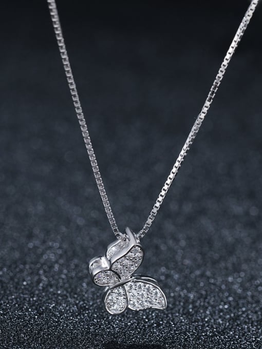 Platinum 925 Sterling Silver With Platinum Plated Cute Butterfly Necklaces