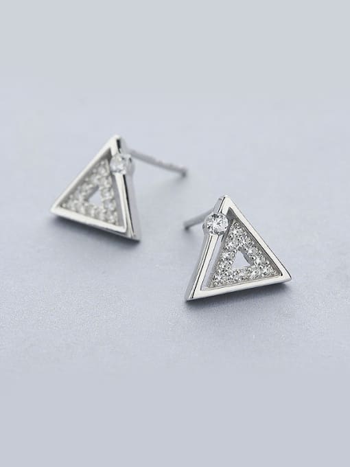 One Silver Women Triangle Shaped Zircon stud Earring