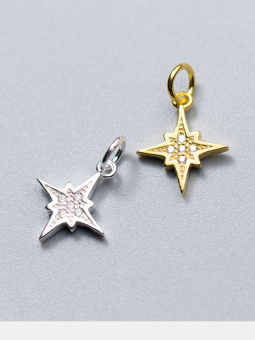 FAN 925 Sterling Silver With Gold Plated Simplistic Star Charms 1