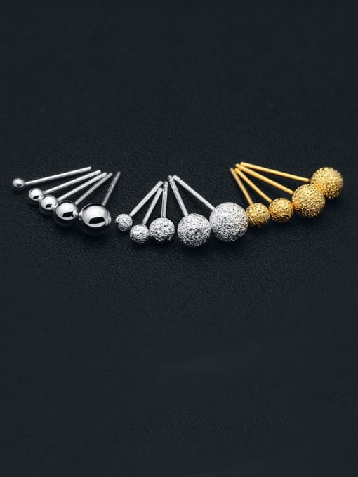 Rosh 925 Sterling Silver With Gold Plated Simplistic Round Stud Earrings