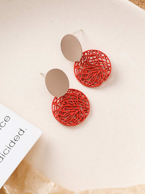 Girlhood Alloy With Rose Gold Plated Fashion Hollow Round Drop Earrings 3