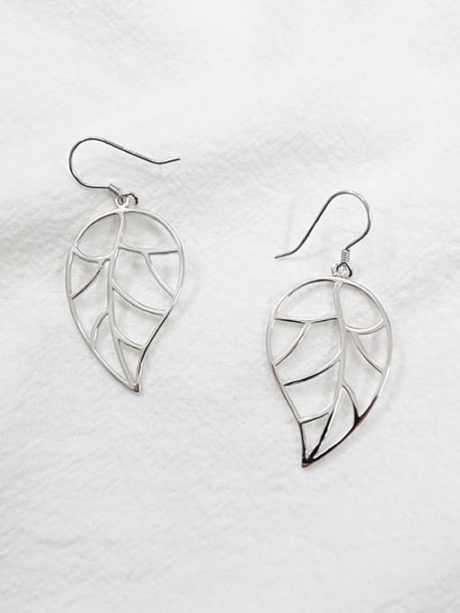 DAKA Simple Hollow Leaf Silver Women Earrings 0
