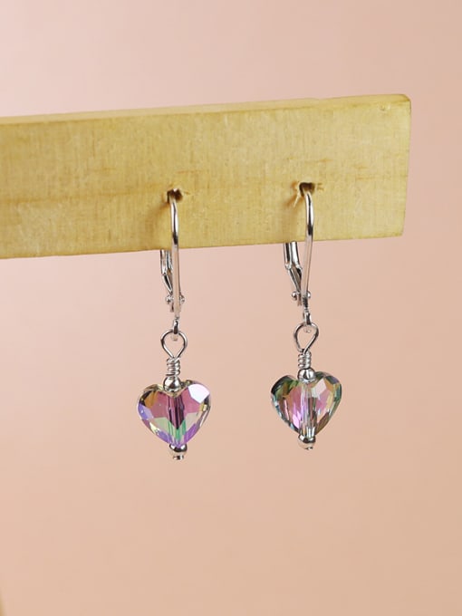 Peng Yuan Elegant Shiny Heart Crystal 925 Silver Earrings 0