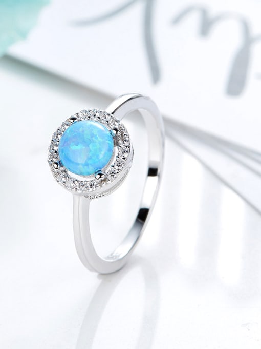 CEIDAI Fashion Opal stone Tiny Zirconias 925 Silver Ring 3