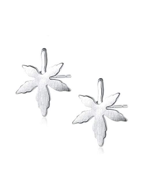 Ronaldo Temperament Leaf Shaped Silver Stud Earrings 0