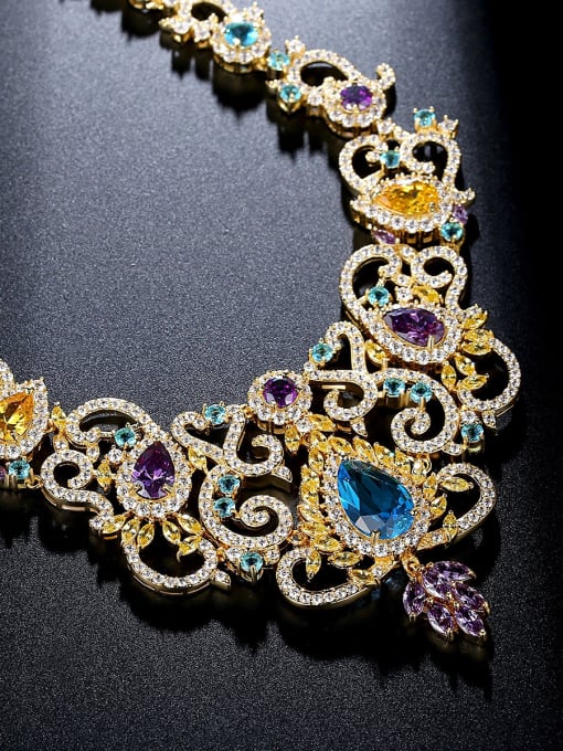 BLING SU Copper inlaid zircon luxury atmosphere bride  necklace 2