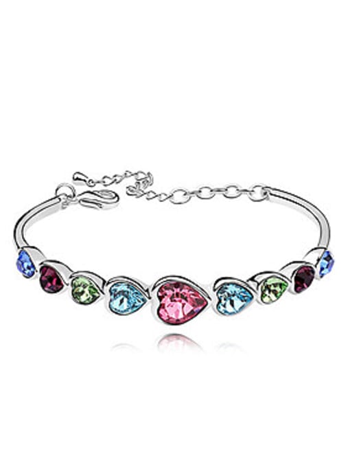 6 Fashion Heart shaped austrian Crystals Alloy Bracelet
