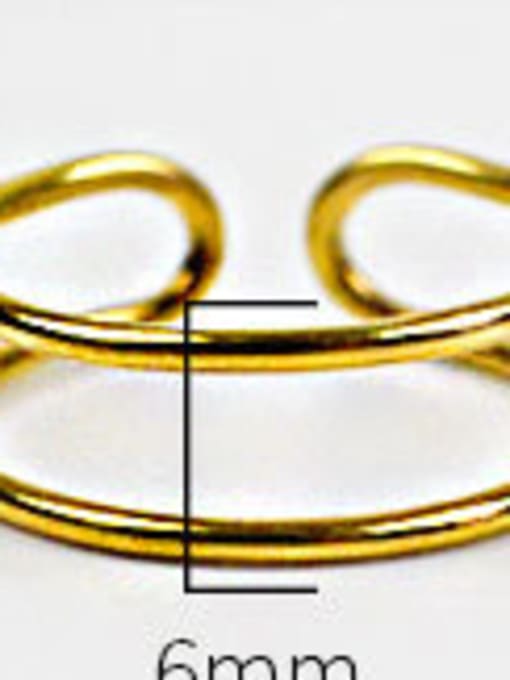 Double Pure silver genuine gold plated 18K gold color simple line wide face free size ring