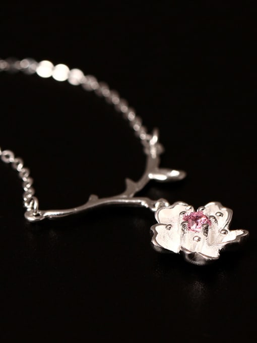 SILVER MI Creative Sweet and Lovely Cherry Blossom Necklace 1