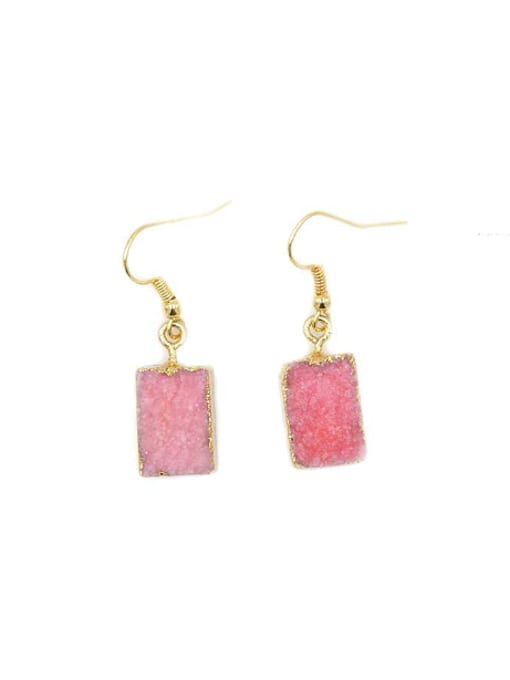 Tess Fashion Rectangular Natural Pink Crystal Earrings 0