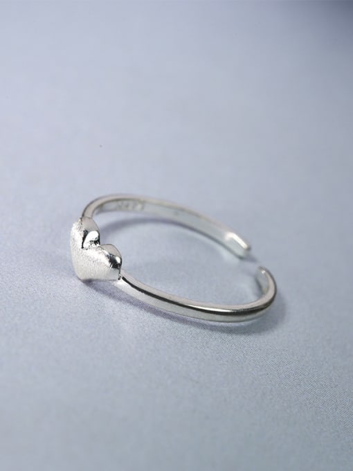 Peng Yuan Simple Tiny Heart 925 Silver Opening Ring 0