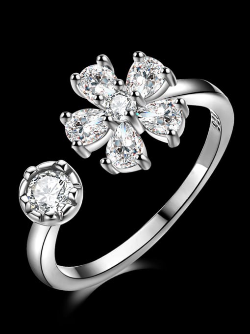 Ya Heng Fashionable Flower-shape Zircons Opening Ring 2