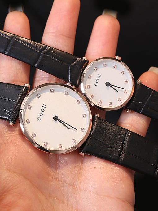 Black & white GUOU Brand Simple Mechanical Lovers Watch