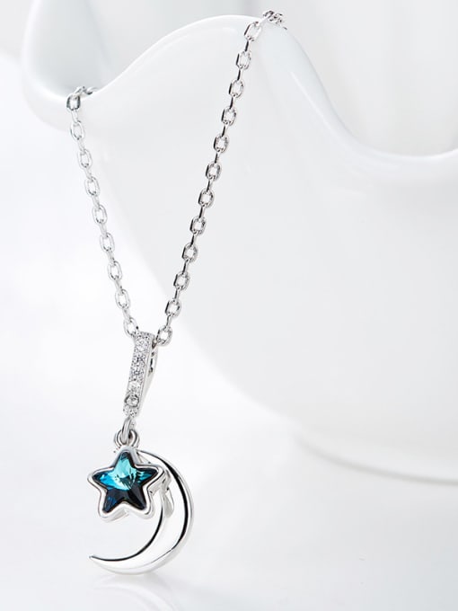 CEIDAI Simple Little Moon Star austrian Crystal Copper Necklace 3