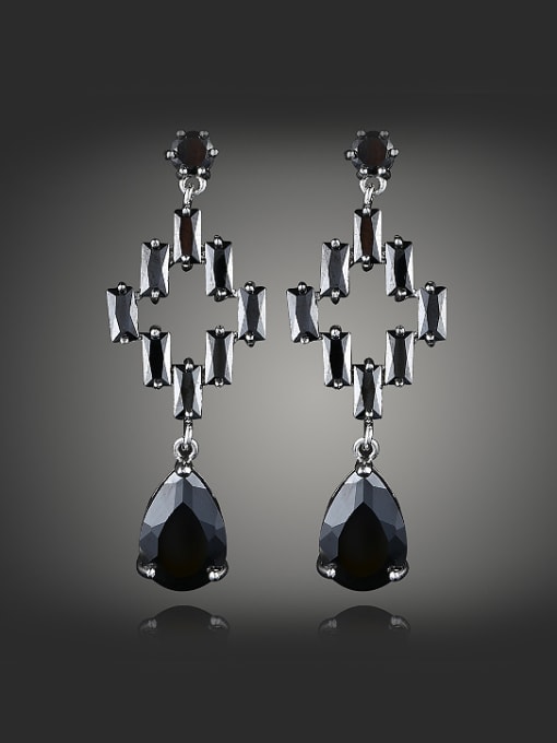 Black Bohemia style Zirconias Water Drop shaped Copper Drop Earrings