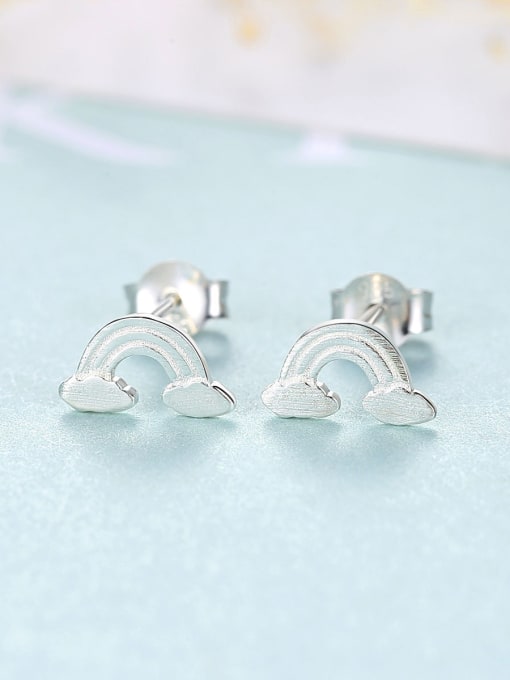 platinum-16G12 925 Sterling Silver With Smooth Simplistic Irregular Stud Earrings