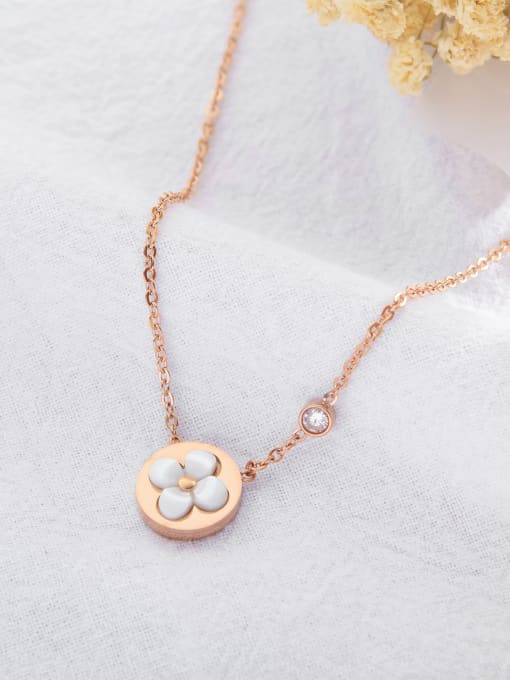 Open Sky Stainless Steel With Rose Gold Plated Delicate Flower Necklaces 2