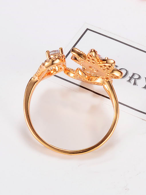 SANTIAGO Open Design Rose Gold Plated Flower Shaped Zircon Ring 1