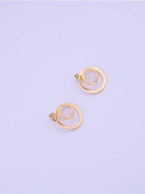 GROSE Titanium With Gold Plated Simplistic Smooth Round Drop Earrings 3
