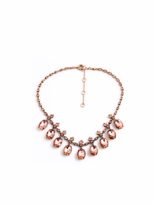 Pink Water Drop Shinning Stones Women Necklace