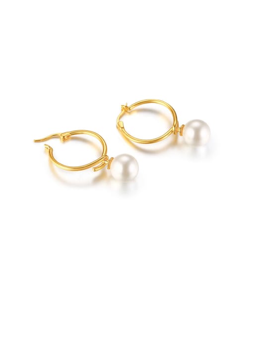 CONG Stainless Steel With Gold Plated Simplistic Round Clip On Earrings
