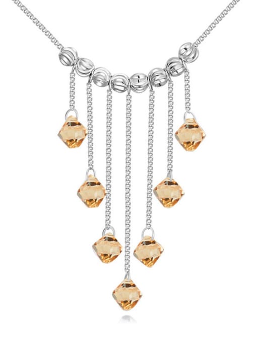 QIANZI Fashion Little austrian Crystals Tassels Pendant Alloy Necklace 4