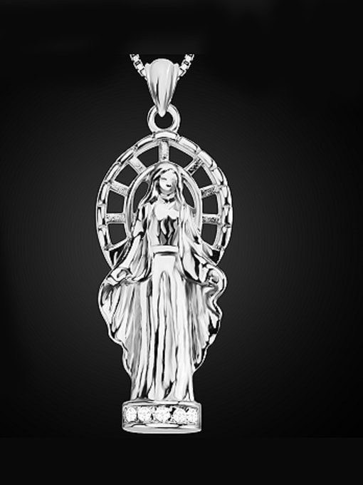 white Exaggerated Virgin Mary Necklace