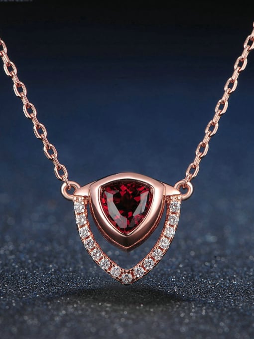 ZK Triangle Shaped Rose Gold Plated Women Necklace 2
