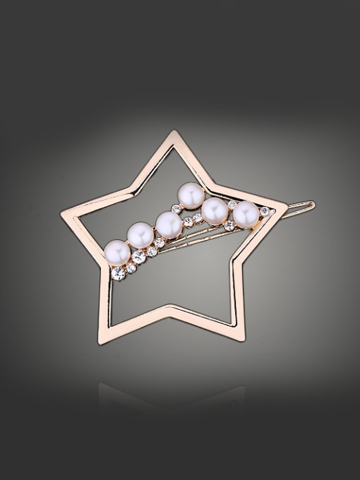 Wei Jia Fashion Freshwater Pearls Hollow Star Alloy Hairpin 0