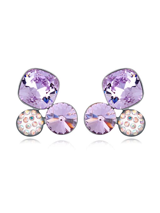 QIANZI Simple austrian Crystals Platinum Plated Alloy Stud Earrings 2