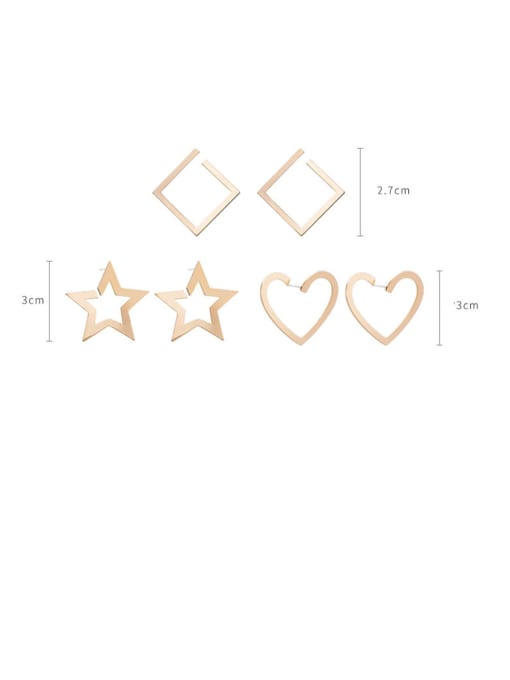 Girlhood Alloy With Rose Gold Plated Smooth Simplistic Geometric Stud Earrings 1
