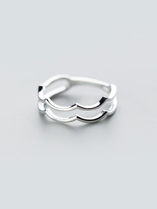 white Temperament Double Wave Shaped S925 Silver Ring