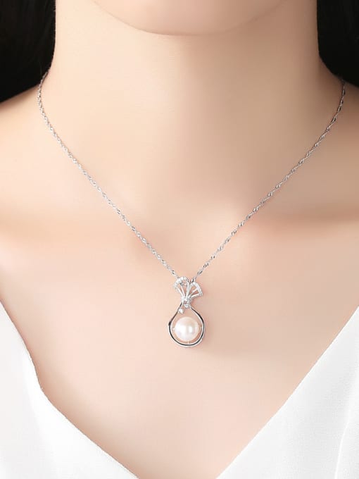 CCUI Pure silver water wave chain freshwater pearl gift bag Necklace 1