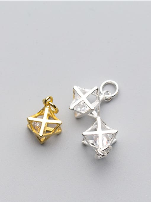 FAN 925 Sterling Silver With Gold Plated Trendy Geometric Charms 1