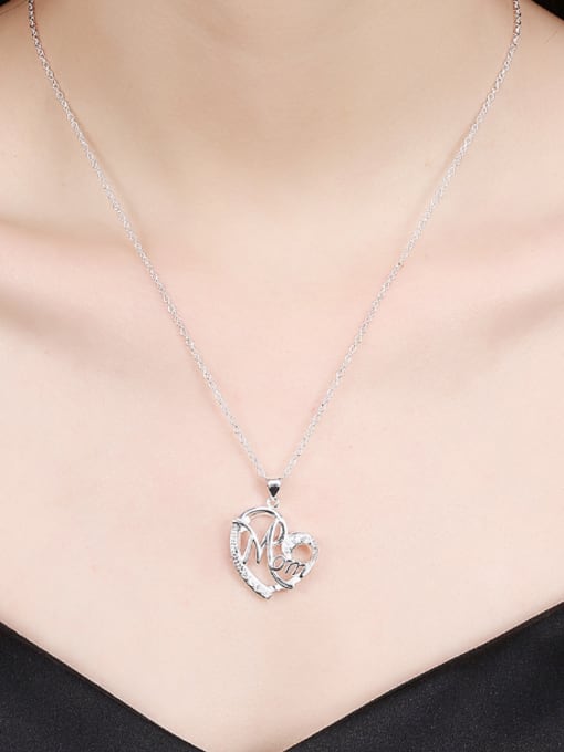 OUXI Fashion Heart-shaped Mom Rhinestones Necklace 1