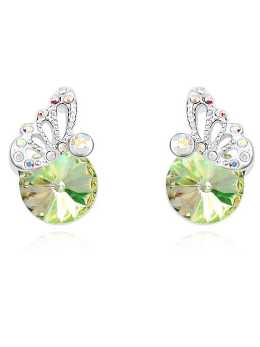 light green Fashion austrian Crystals Little Butterfly Alloy Stud Earrings