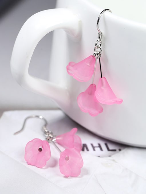 Peng Yuan Personalized Pink Trumpet Flowers 925 Silver Earrings 2