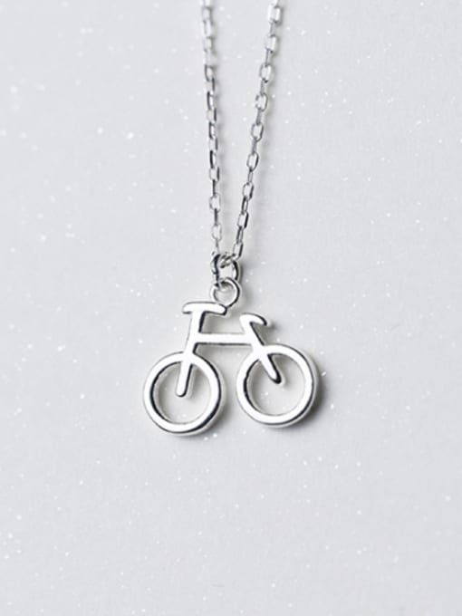 Rosh Creative Bicycle Shaped S925 Silver Women Necklace 0