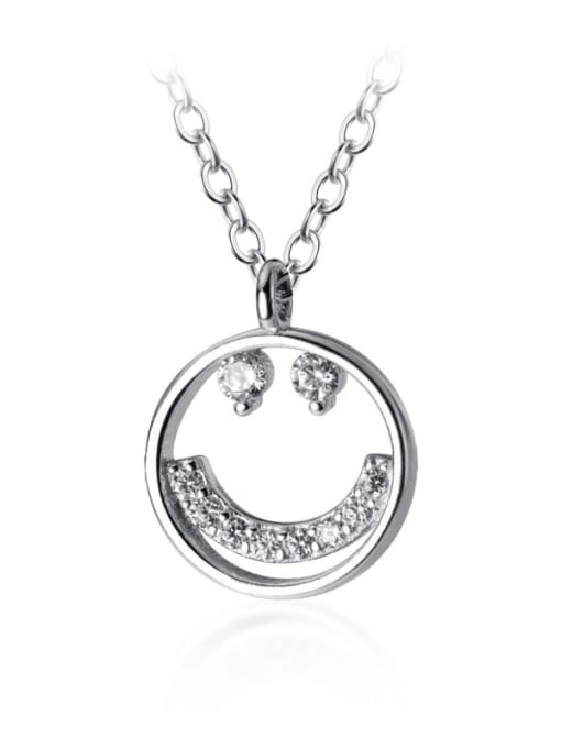 Rosh 925 Sterling Silver With Platinum Plated Simplistic Face Necklaces 3