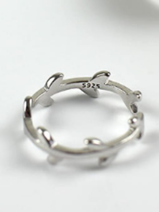 208 Leaves Sterling silver leaf love twist joint ring tail ring