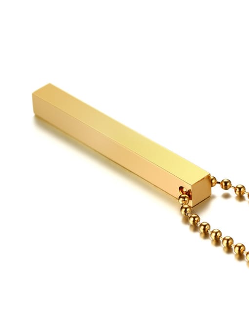 Golden Men Trendy Gold Plated Square Shaped Titanium Necklace