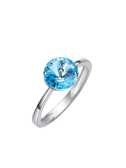 Blue Fashion Round austrian Crystal Silver Ring